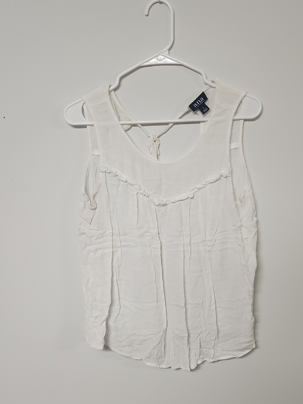 a.n.a White Ruffle Yoke Scoop Neck Camisole